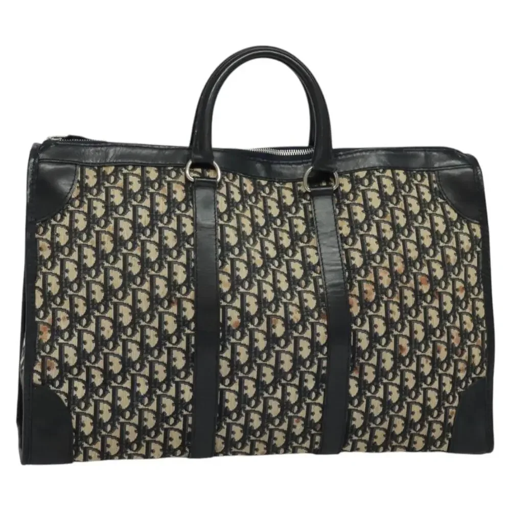 DIOR Trotter Canvas Boston Bag Navy Silver